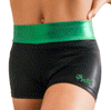 Black Mystique Shorts with Green Waist - Arete Leotards