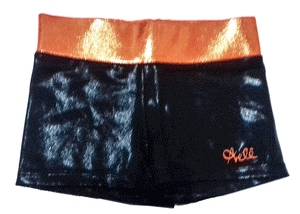 Black Mystique Shorts with Orange Waist - Arete Leotards